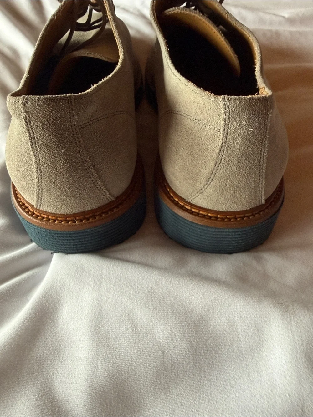 Johnston & Murphy Men's Suede Lace-Up Shoes - Beige Sz 11